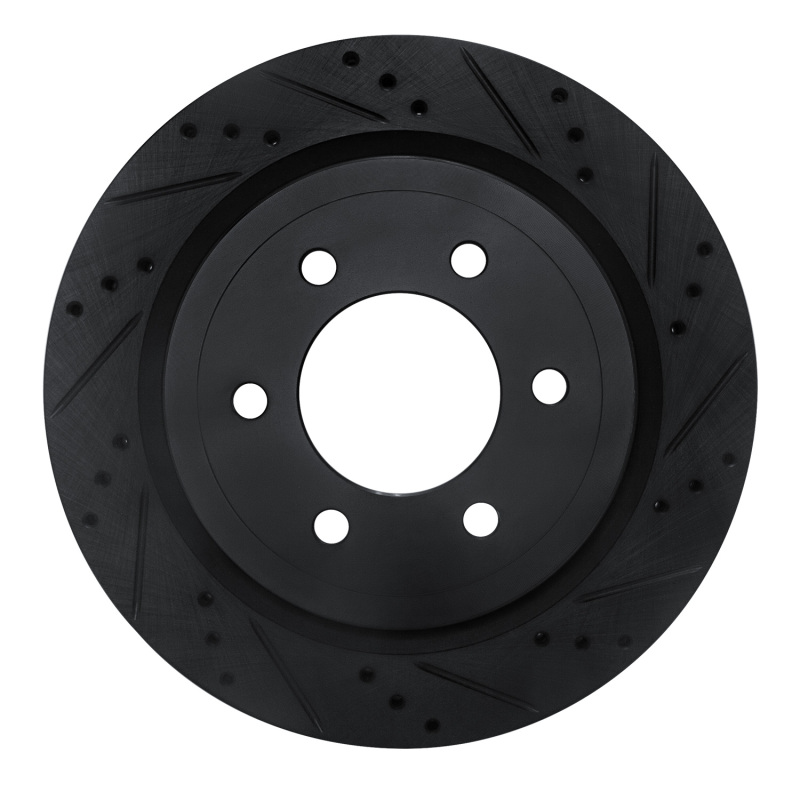 Ford F-150 Brake Rotor (1) - Rear Right - R1 Concepts - Drilled & Slotted - Black - `18-`21